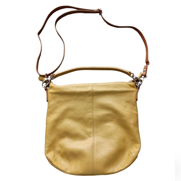 Valentina Yellow/Mustard Pebble Leather Handmade in Italy purse - Picture 2 of 6